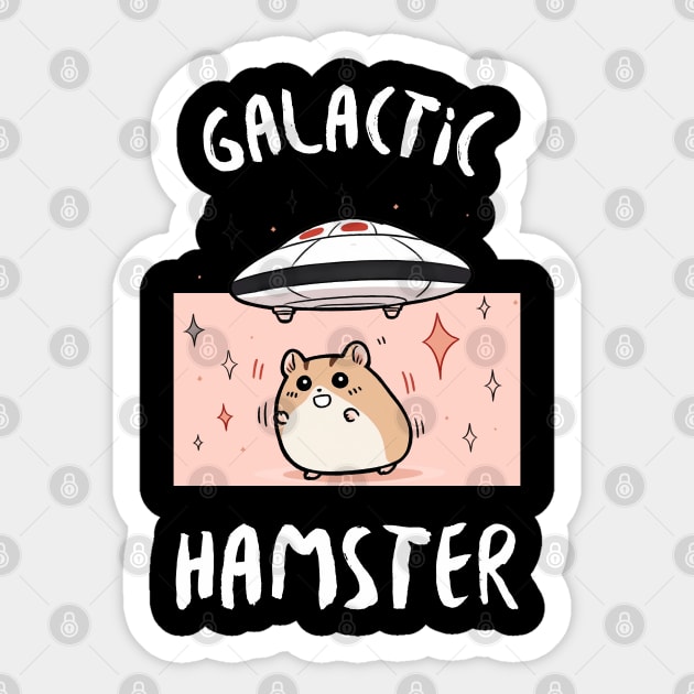 Galactic Hamster Abduction Sticker by Eine Creations